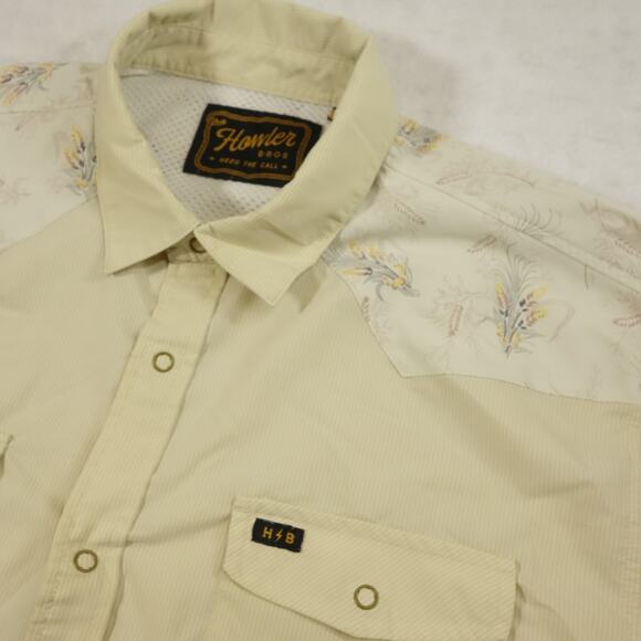 Howler Bros Shirt Mens Large Brown Snap Plaid Button Up Cowboy Rodeo Nylon - Picture 1 of 12